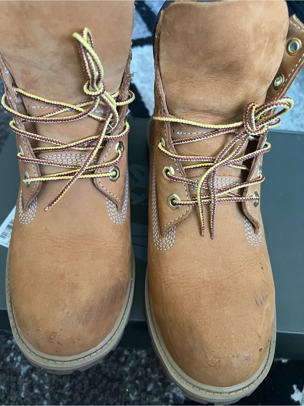 Timberland Wheat Nubuck Work Boots with Brown Collar